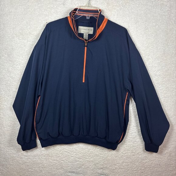 Cutter & Buck Climagard Navy Blue & Orange 1/4 Zip Pullover Jacket L - Picture 2 of 16